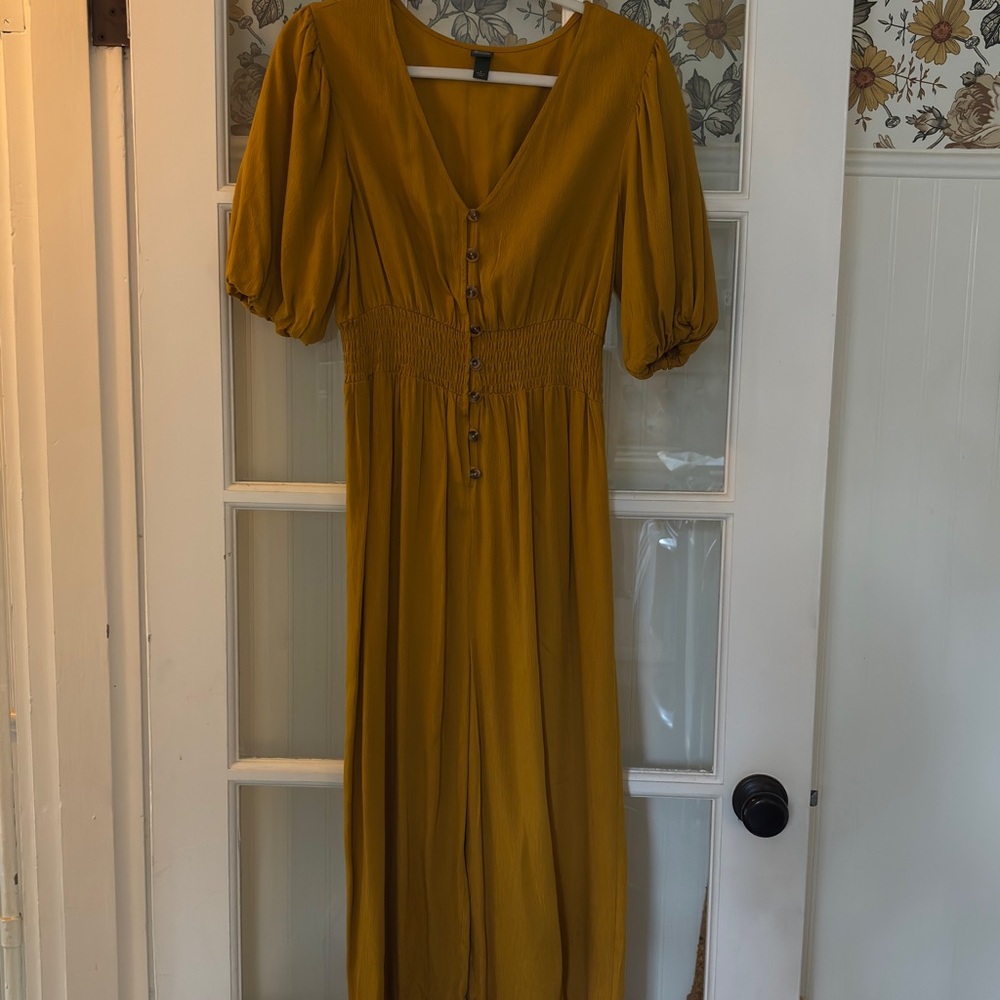 Wild Fable Yellow Wrap Sundress with Flutter Sleeves